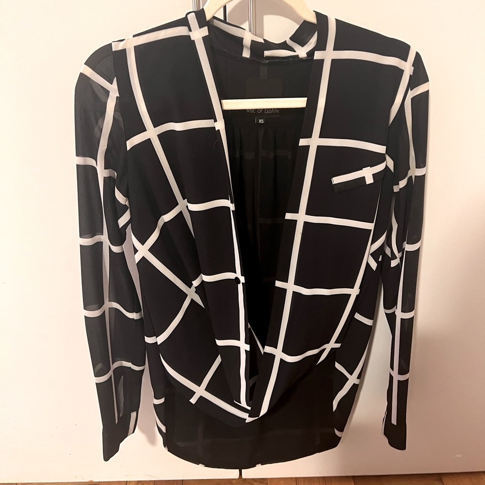 REVOLVE Rise of Dawn silky blouse v neck/plunging long sleeved top